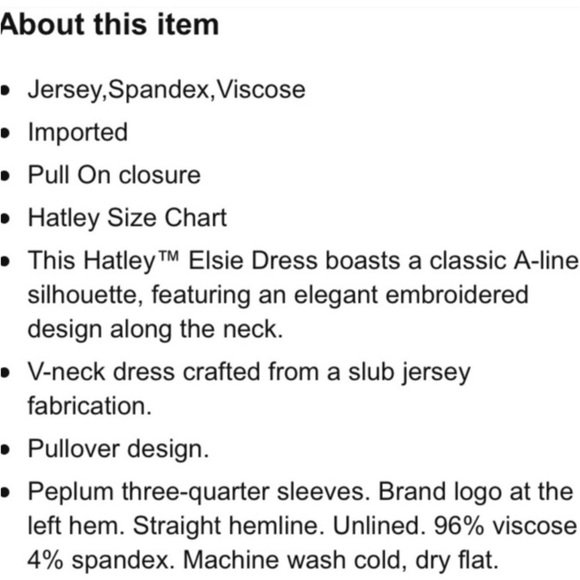 HATLEY ELSIE EMBROIDERED V NECK 3/4 SLEEVE NOTCH CUFF PULL ON DRESS - Picture 2 of 12